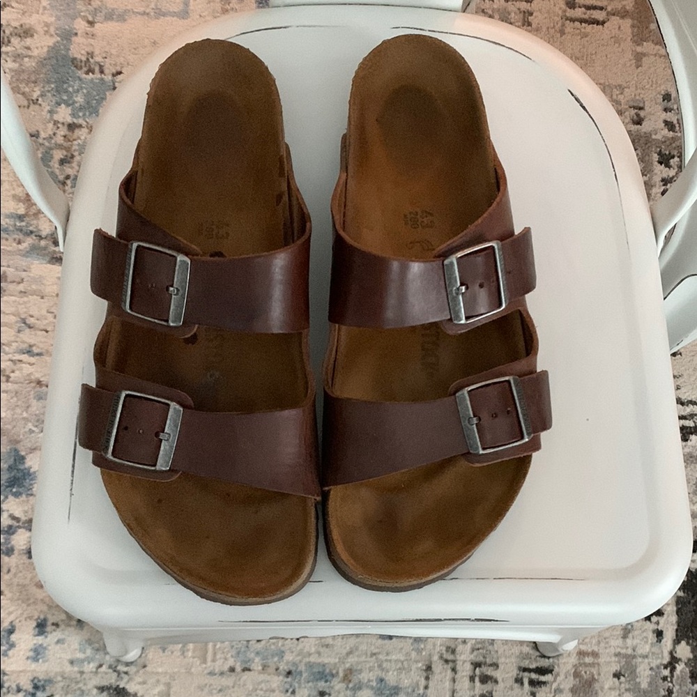 Birkenstock Silver Brown Sandals with Adjustable Straps